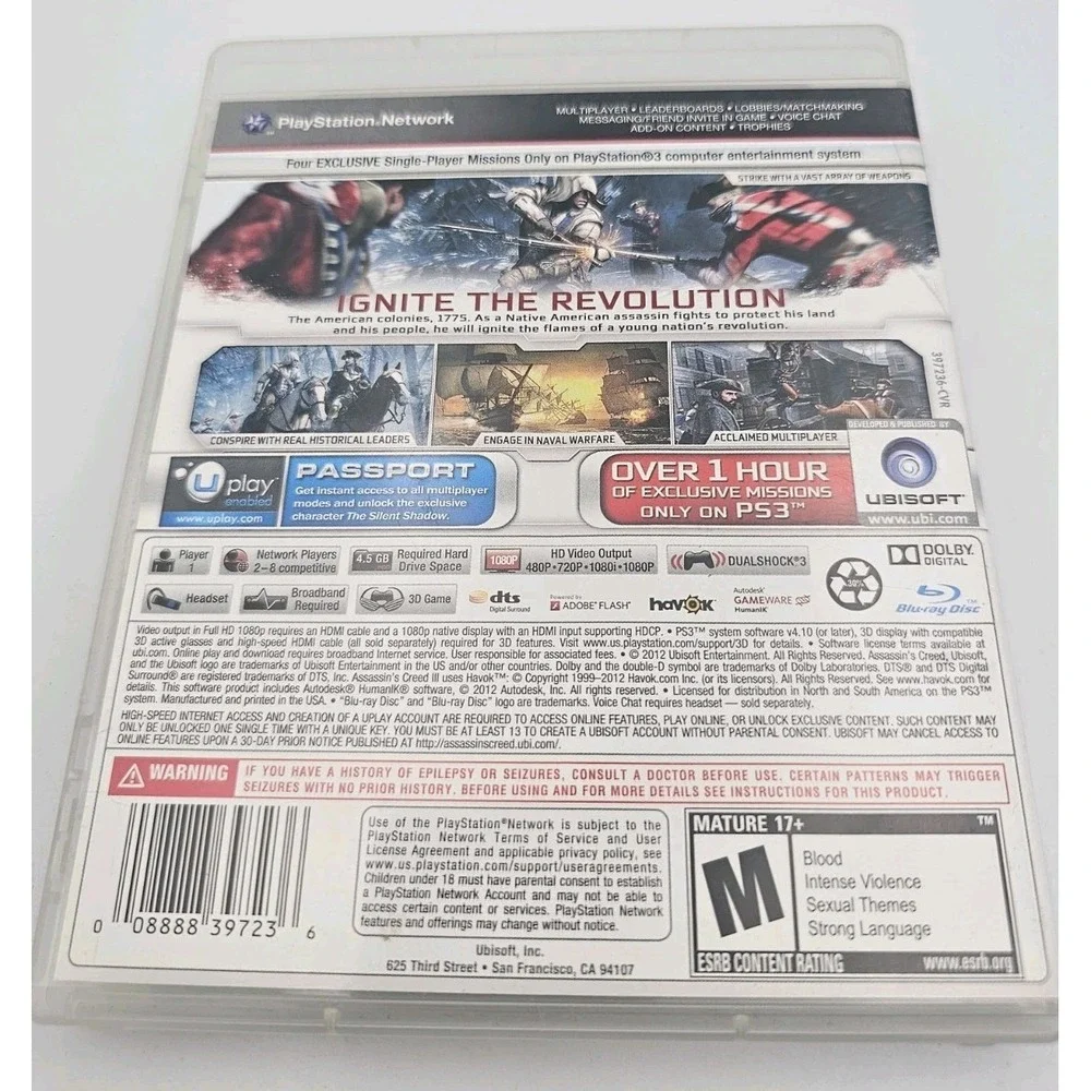 Assassin's Creed III PS3 Sony Playstation 3 Complete Game *Tested*